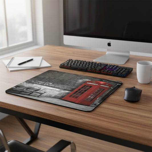 British Red Telephone Booth Thick Mouse Pad Desk Accessory