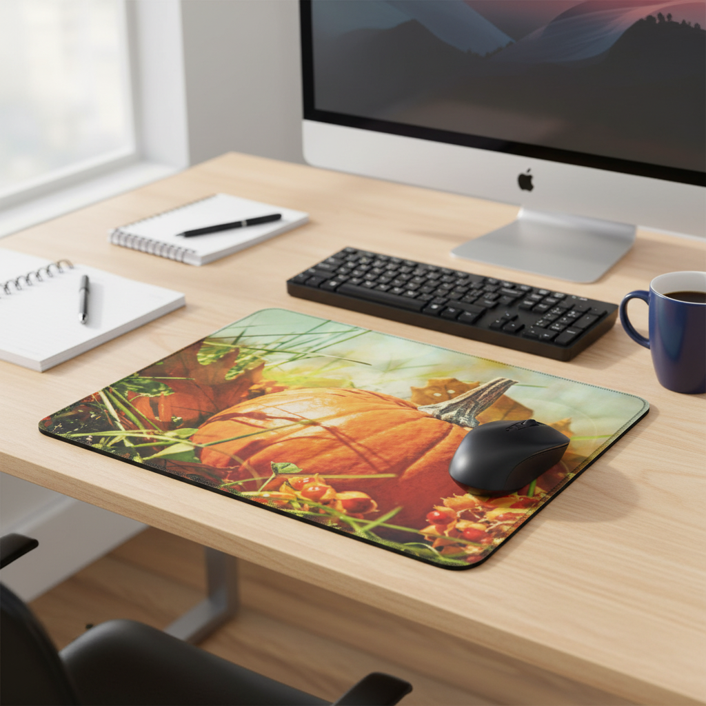 Autumn Pumpkin Thick Mouse Pad For Desk Comfort All Day
