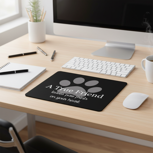 Black Pawprint Quote Thick Mouse Pad Desk Mat Gift Idea