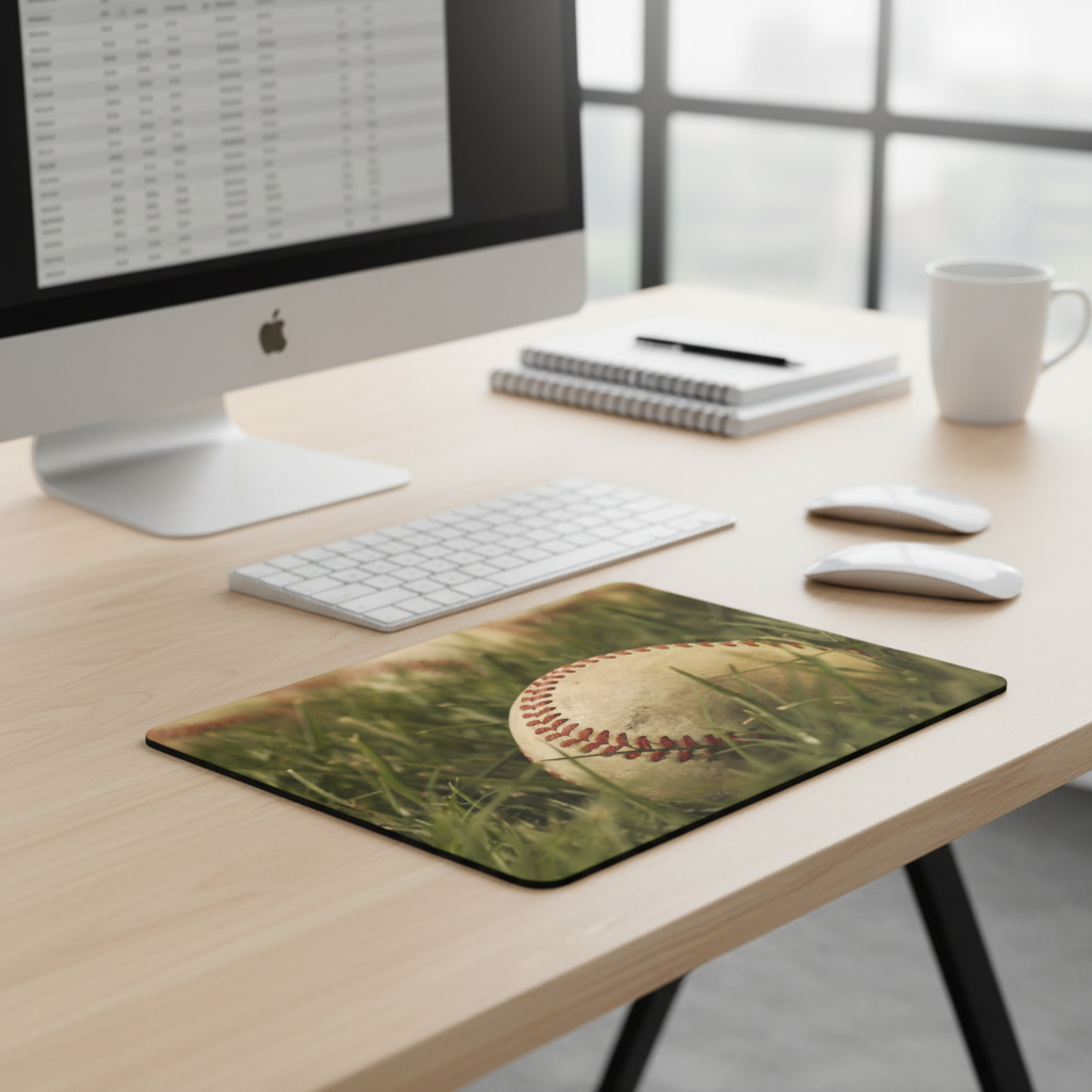Baseball In Grass On Field Thick Mouse Pad For Desk