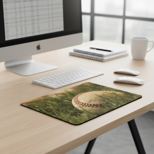 Baseball In Grass On Field Thick Mouse Pad For Desk
