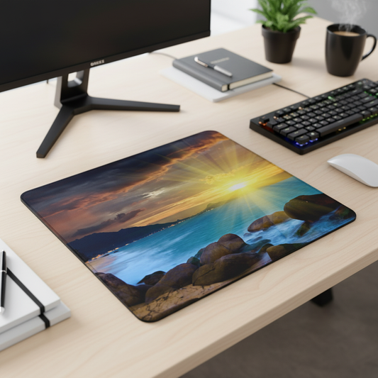 Beach Sunset Blue Ocean Thick Mouse Pad For Desk Use