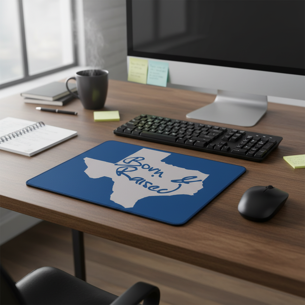 Born And Raised Texas Grey Thick Mouse Pad Desk Mat