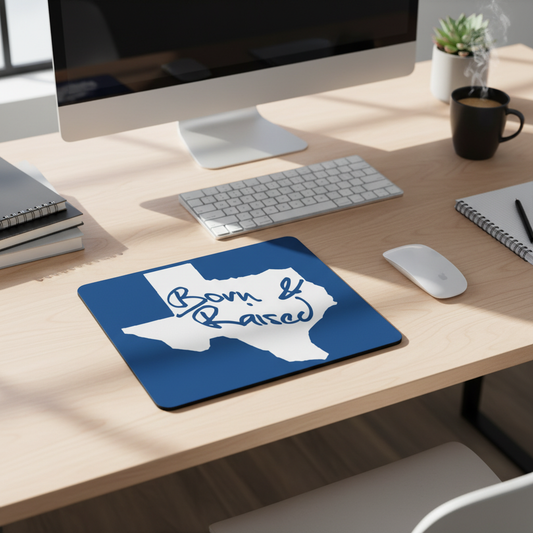 Born And Raised Texas White Thick Mouse Pad Desk Mat