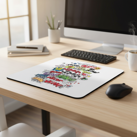 Bright Comic Book Words Thick Mouse Pad For Pop Art Desk