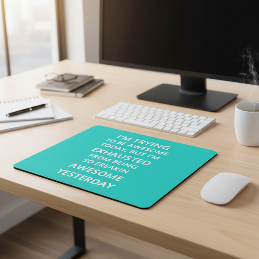 Blue Thick Mouse Pad I Am Trying To Be Awesome Today