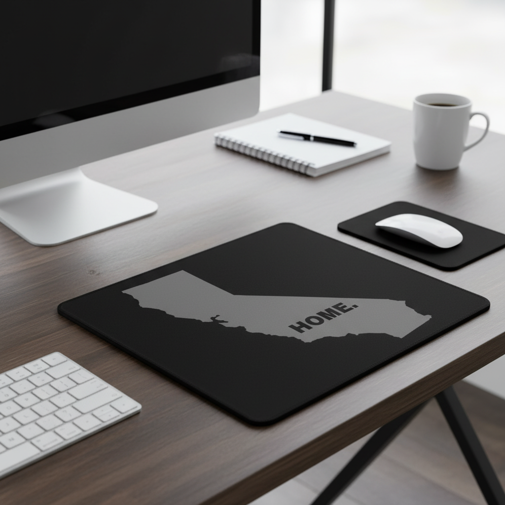 California State Outline Home Grey Thick Mouse Pad Desk