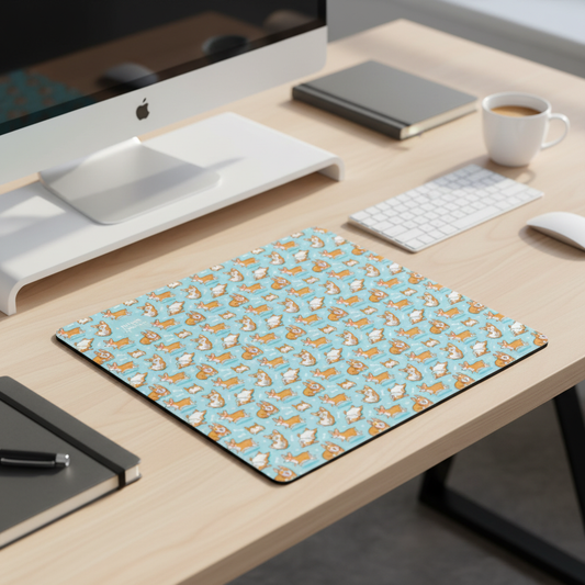 Blue Thick Corgi Pattern Mouse Pad For Comfort Glide