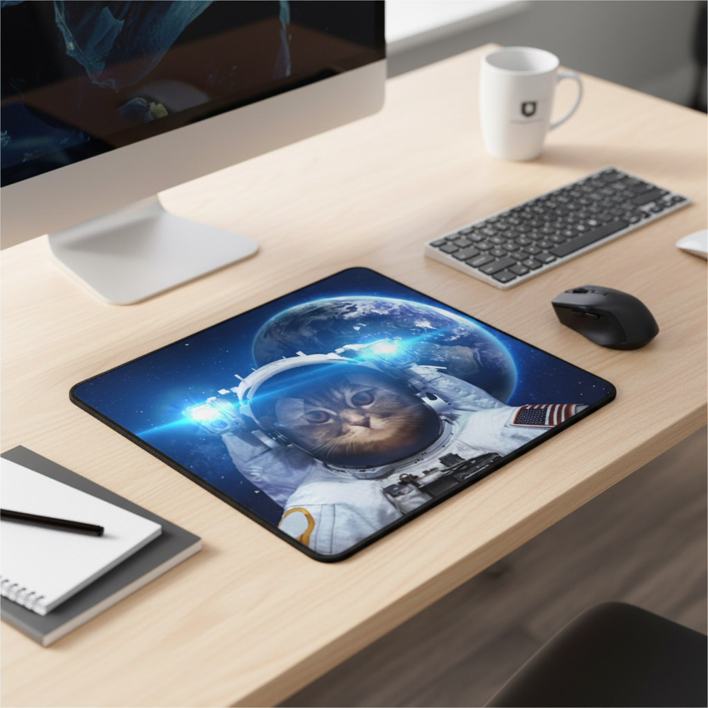 Cat In Space Thick Mouse Pad With Cushioned Surface