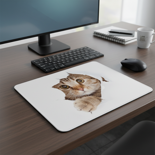 Cute Cat Tearing Paper Thick Mouse Pad For Desk Lovers