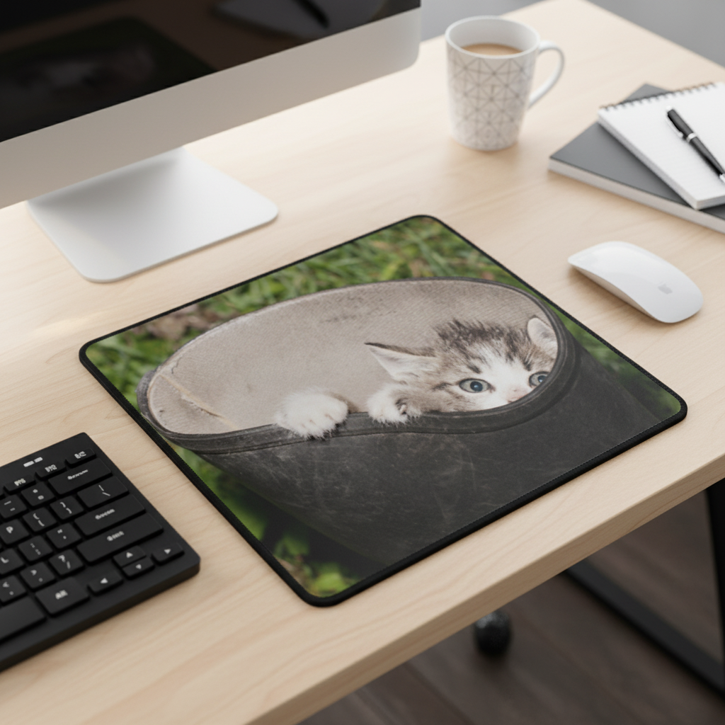 Curious Kitten In Boot Thick Mouse Pad For Desk Charm