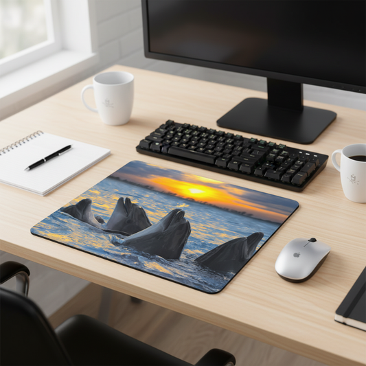 Dolphins At Sunset Thick Mouse Pad With Extra Cushion