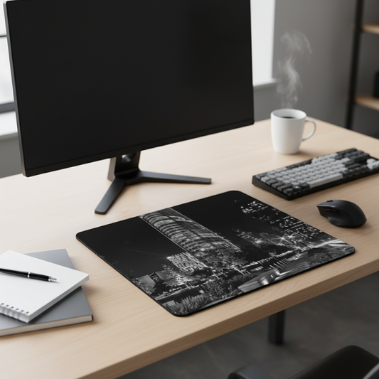 Downtown Dallas Black And White Thick Mouse Pad For Desk