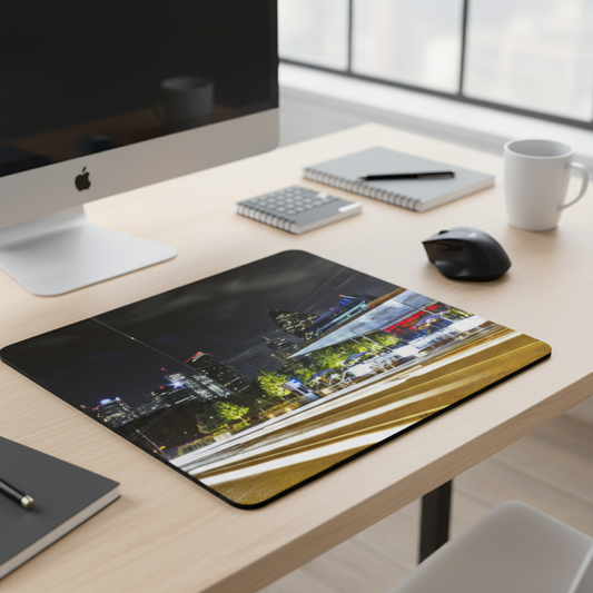 Downtown Dallas Night Cityscape Thick Mouse Pad For Desk
