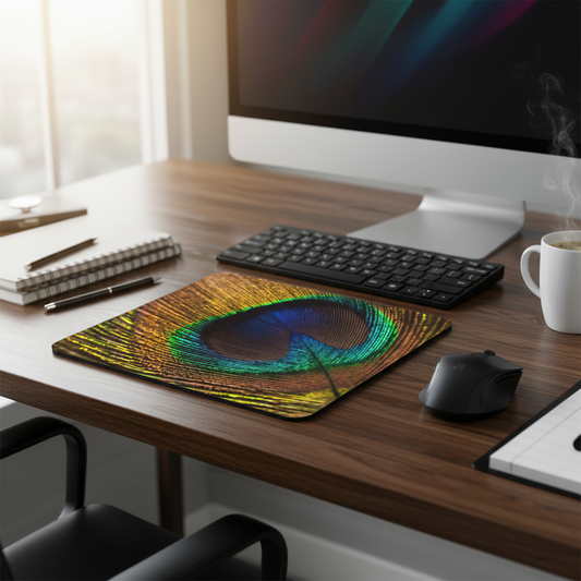 Colorful Peacock Feather Thick Mouse Pad for Comfort
