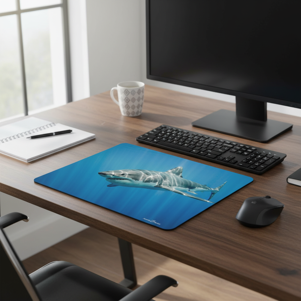 Great White Shark Thick Ocean Mouse Pad For Desk Setup