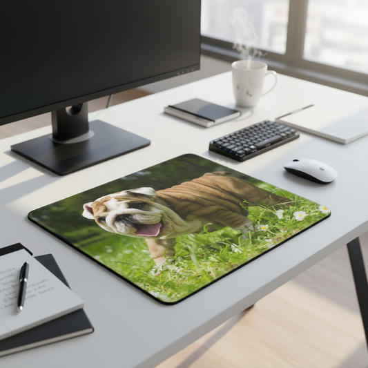 Happy English Bulldog Puppy Thick Mouse Pad Desk Pad
