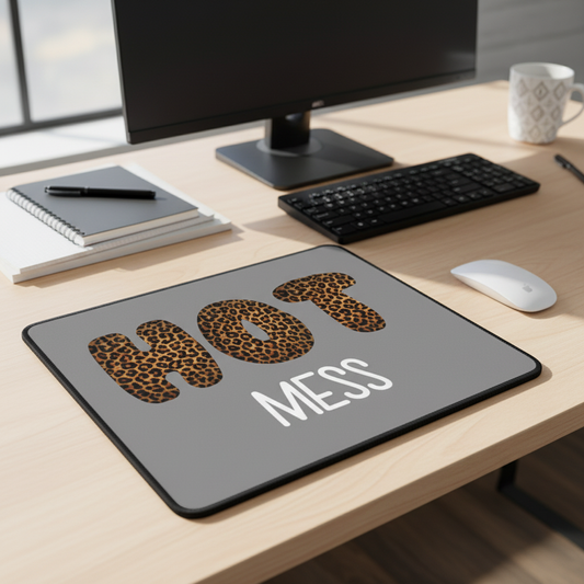 Hot Mess Cheetah Print Thick Mouse Pad Large Desk Pad