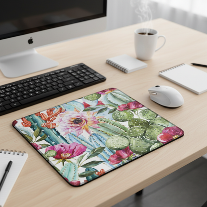 Floral Cactus Thick Mouse Pad Cushioned Desk Mat For Comfort