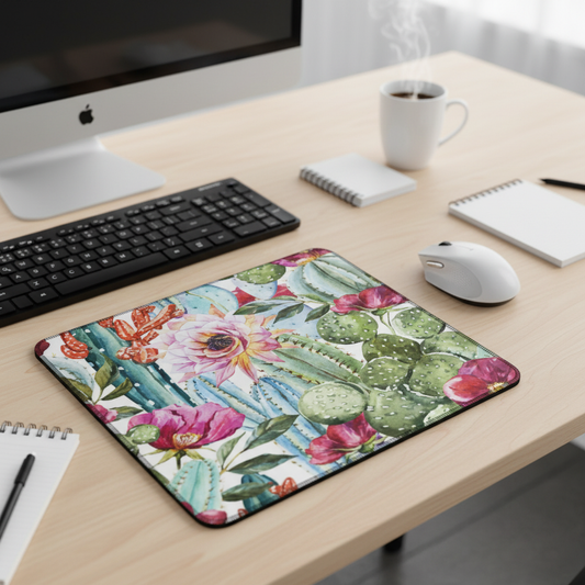 Floral Cactus Thick Mouse Pad Cushioned Desk Mat For Comfort
