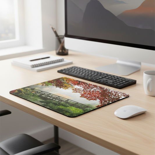 Fall Morning Misty Garden Thick Mouse Pad for Desk