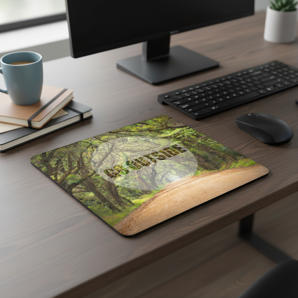 Go Outside Thick Mouse Pad Forest Themed Large Desk Mat