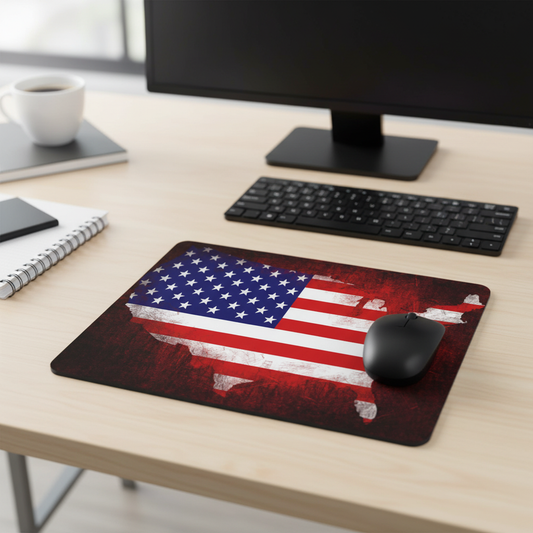 Grunge USA Flag Outline Thick Mouse Pad Oversized Desk Mat