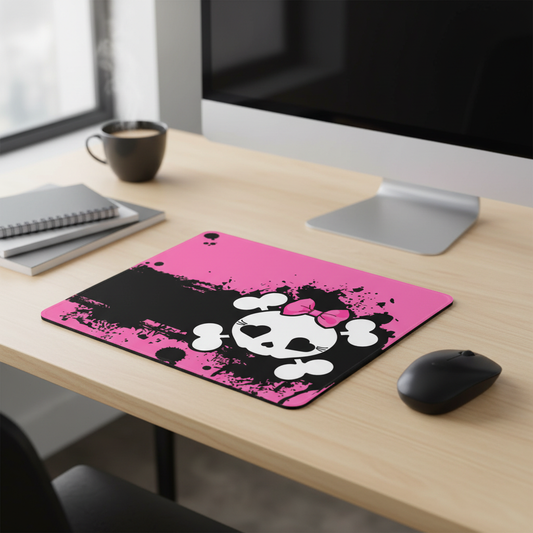 Hot Pink Girl Skull Thick Mouse Pad Desk Mat For Work