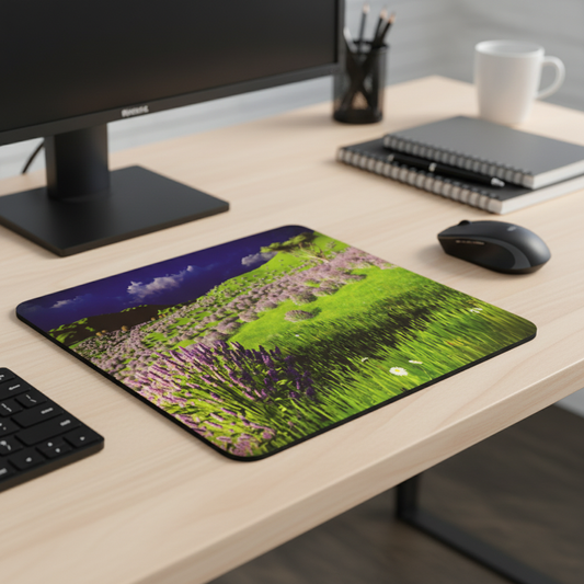 Lavender Field Landscape Thick Mouse Pad With Tree