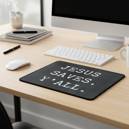 Jesus Saves Yall Thick Mouse Pad Chalkboard Style