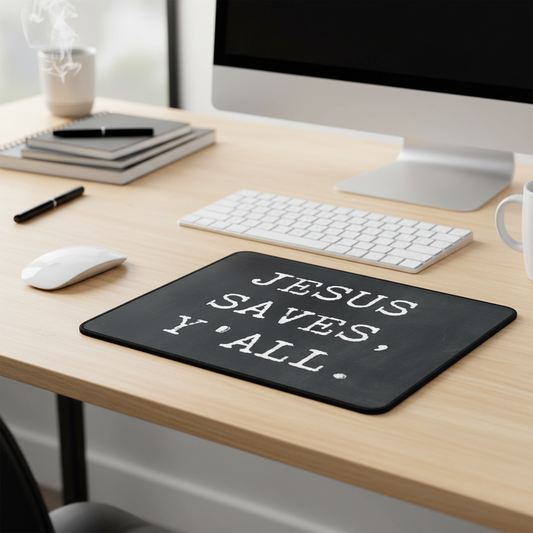 Jesus Saves Yall Thick Mouse Pad Chalkboard Style