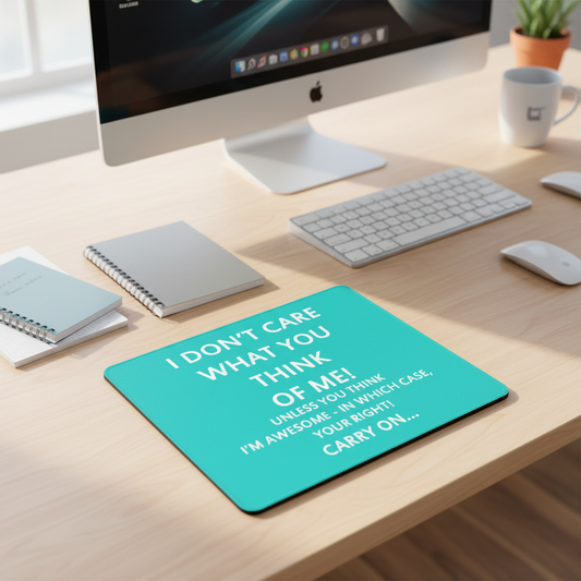 I Dont Care What You Think Turquoise Thick Mouse Pad