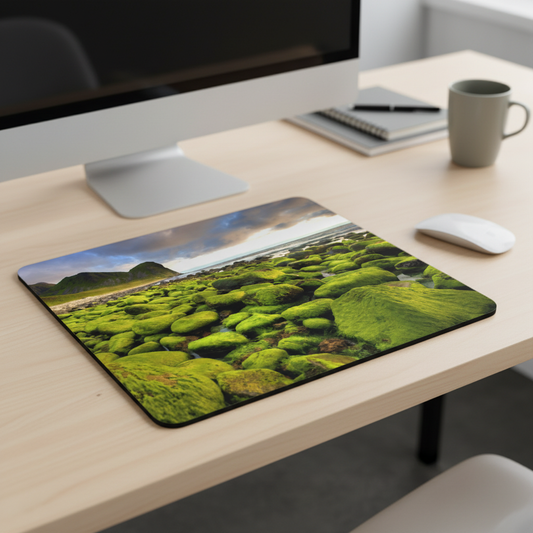Iceland Shore Thick Mouse Pad Mossy Coastal Scene Texture