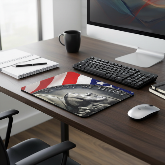 In God We Trust Thick USA Flag Coin Mouse Pad