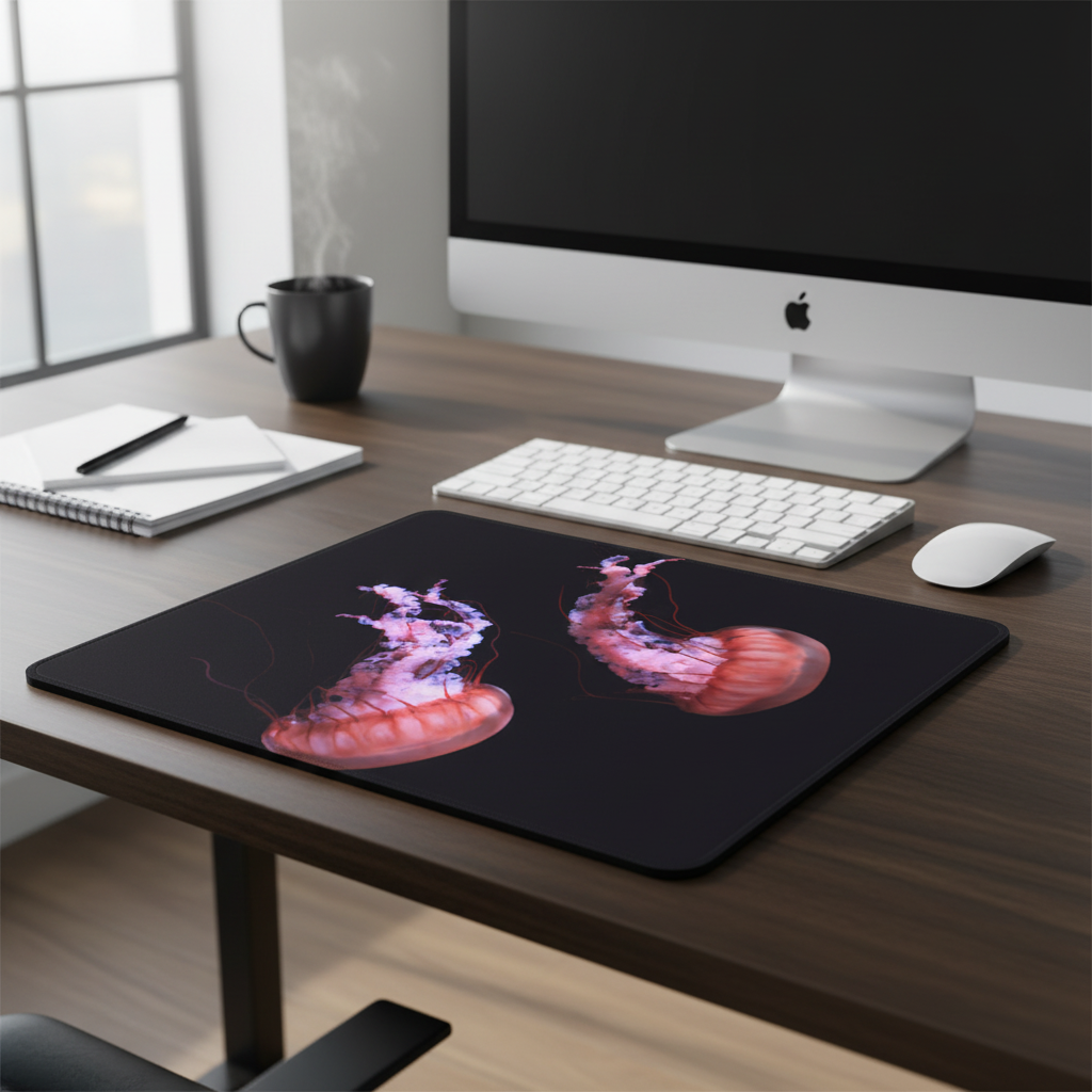 Jellyfish Purple Pink Thick Mouse Pad Desk Mat Cushion