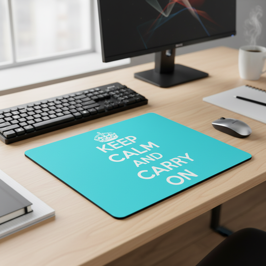 Keep Calm And Carry On Baby Blue Thick Desk Mouse Pad