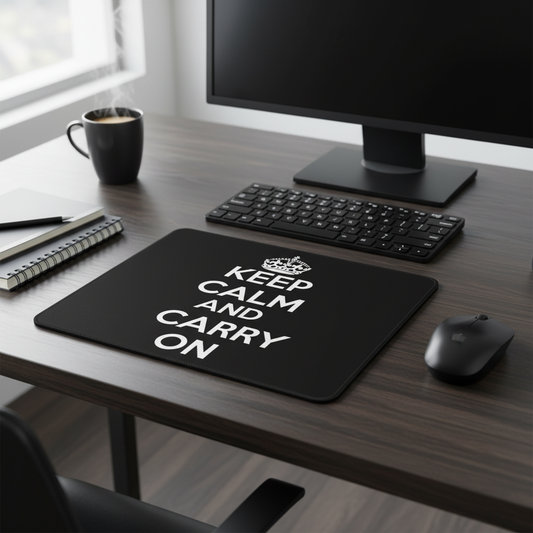 Keep Calm And Carry On Black Thick Mouse Pad For Large Desk