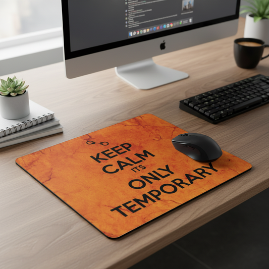 Keep Calm Its Only Temporary Thick Orange Mouse Pad