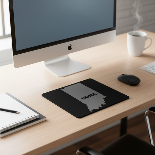 Indiana State Outline Home Grey Thick Desk Mouse Pad