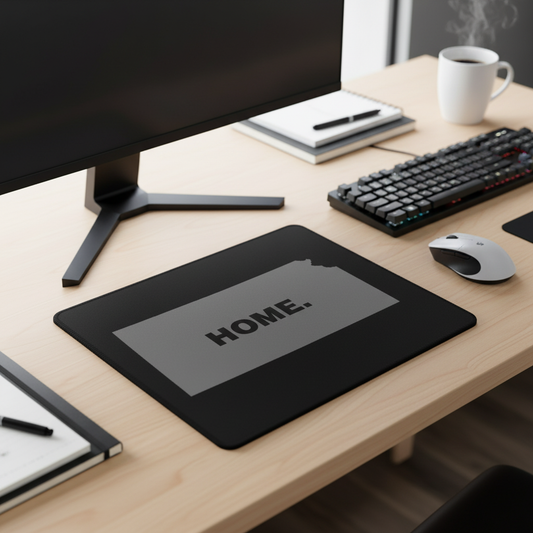 Kansas State Outline Home Grey Thick Desk Mouse Pad
