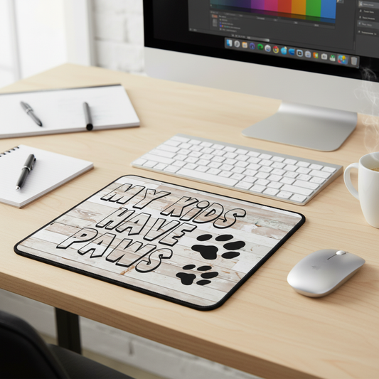My Kids Have Paws Wood Thick Mouse Pad Desk Mat Home