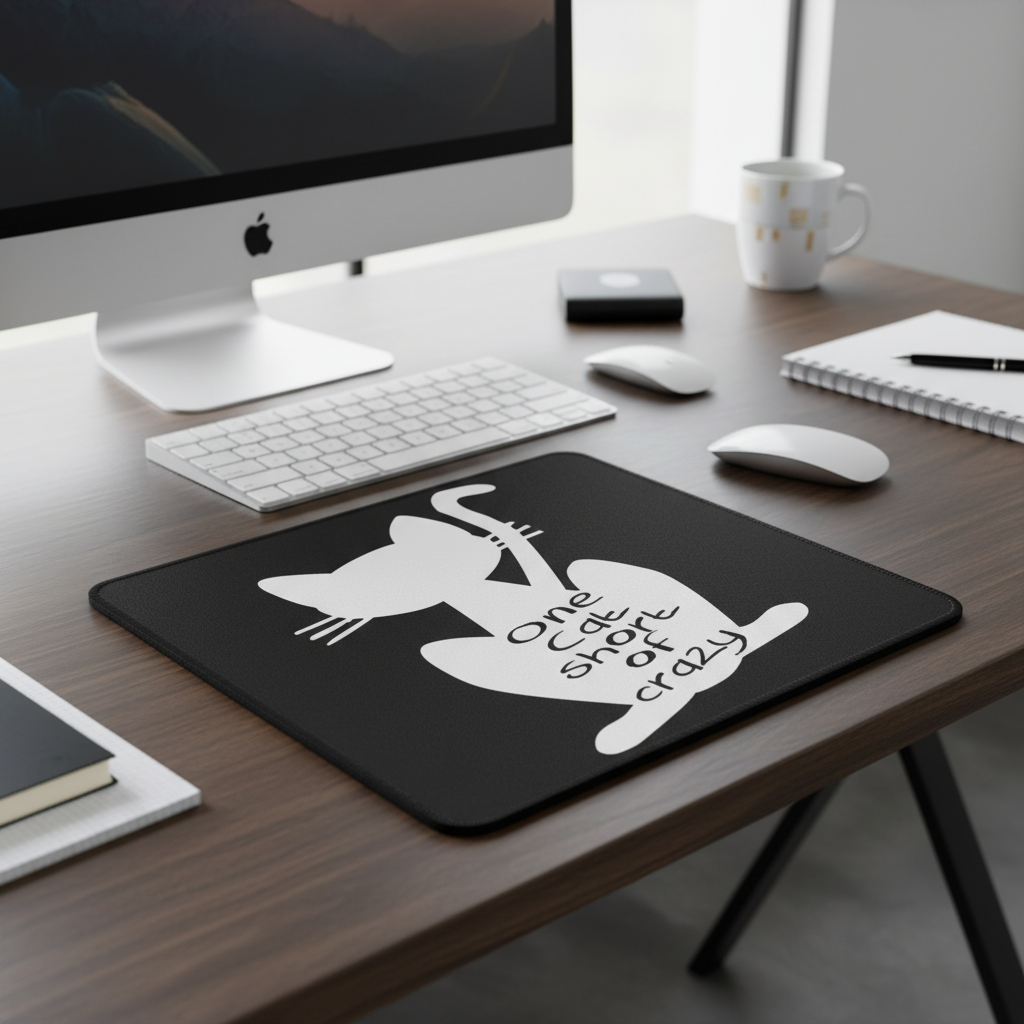 One Cat Short of Crazy Thick Mouse Pad for Cat Lovers