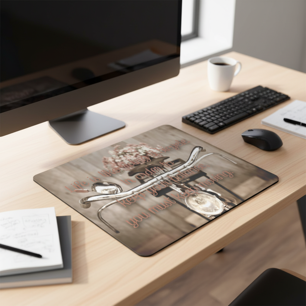 Life Is Like Riding A Bicycle Thick Mouse Pad Desk Pad