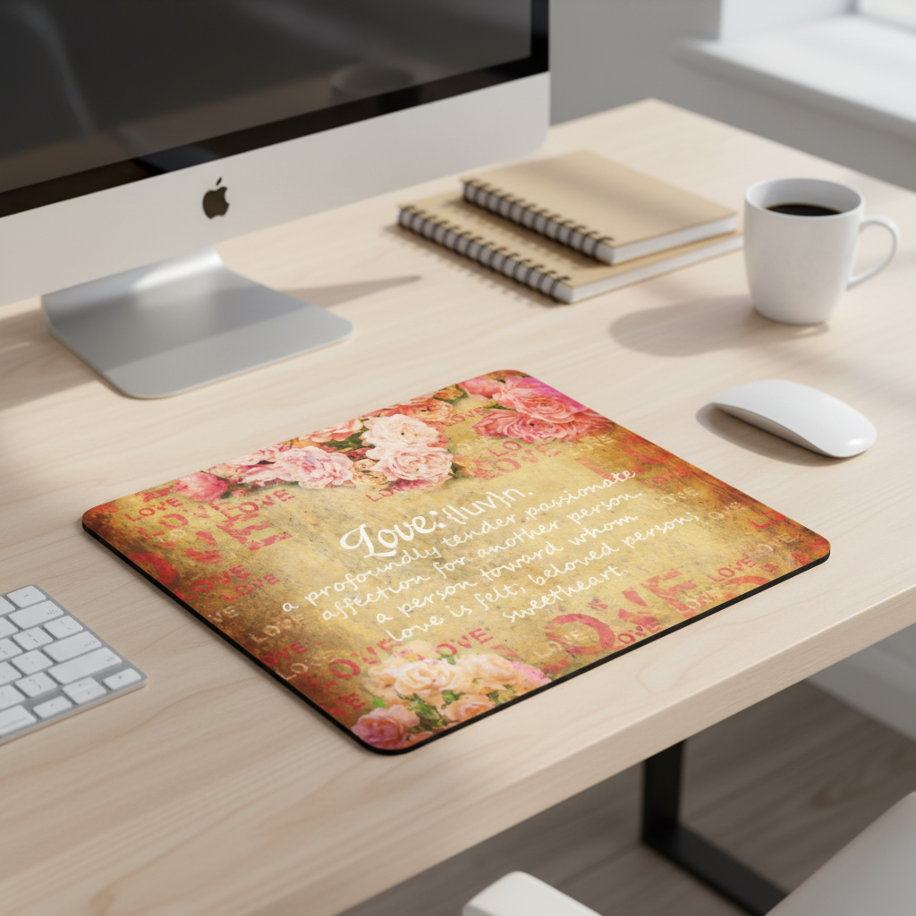 Love Definition Rose Backdrop Thick Mouse Pad Decor