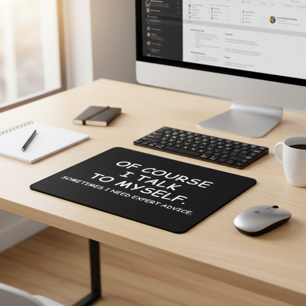 Of Course I Talk To Myself Thick Mouse Pad With Quote