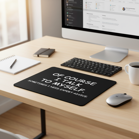Of Course I Talk To Myself Thick Mouse Pad With Quote