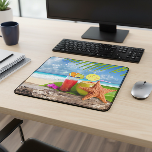 Paradise Beach Cocktail Thick Mouse Pad Ocean Desk Accessory