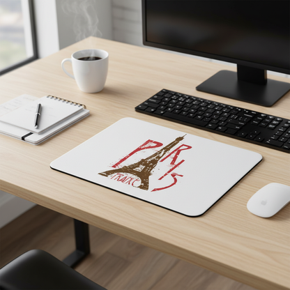 Paris France On White Thick Mouse Pad With Eiffel Design