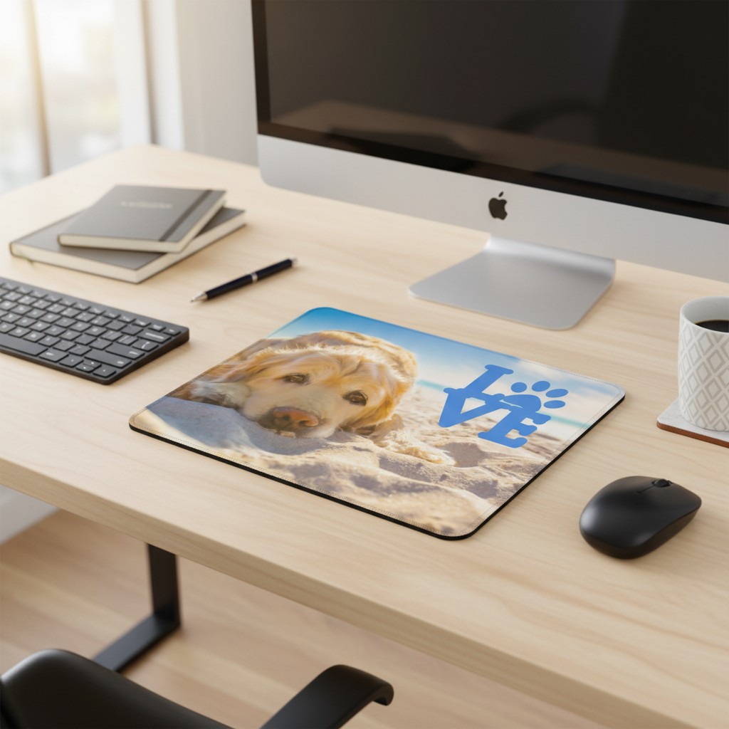 Retrevier Love Paw Print Thick Mouse Pad For Dog Lovers