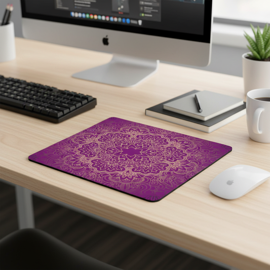 Purple Mandala Thick Mouse Pad Desk Mat Cushioned Surface